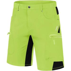 imageMAGCOMSEN Mens Hiking Shorts 5 Pockets Ripstop Quick Dry Summer Athletic Shorts for Workout Hiking CyclingYellow Green