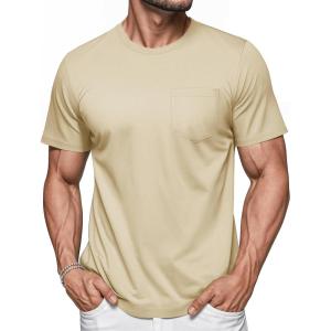 imageMAGCOMSEN Mens Pocket T Shirts Short Sleeve Cotton Moisture Wicking Plain Tshirts Casual Lightweight Summer Basic TeesApricotcotton