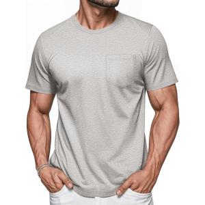 imageMAGCOMSEN Mens Pocket T Shirts Short Sleeve Cotton Moisture Wicking Plain Tshirts Casual Lightweight Summer Basic TeesBeigecotton Blend