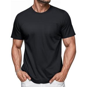 imageMAGCOMSEN Mens Pocket T Shirts Short Sleeve Cotton Moisture Wicking Plain Tshirts Casual Lightweight Summer Basic TeesBlackcotton