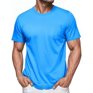 imageMAGCOMSEN Mens Pocket T Shirts Short Sleeve Cotton Moisture Wicking Plain Tshirts Casual Lightweight Summer Basic TeesBluecotton