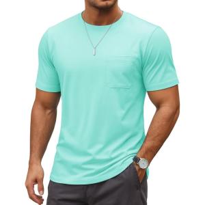 imageMAGCOMSEN Mens Pocket Tee Shirts UPF 80 Sun Protection Shirts Lightweight Moisture Wicking Crewneck Casual Summer TeesBlue