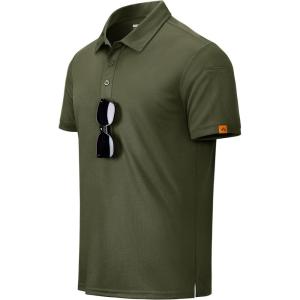 imageMAGCOMSEN Mens Polo Shirts Short Sleeve Athletic Tactical Casual Golf Shirts Dry Fit Moisture Wicking Collared ShirtArmy Green