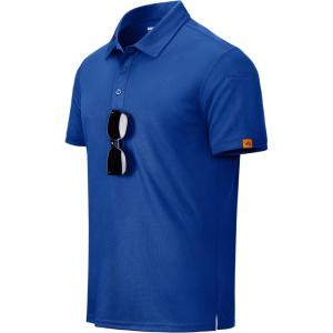 imageMAGCOMSEN Mens Polo Shirts Short Sleeve Athletic Tactical Casual Golf Shirts Dry Fit Moisture Wicking Collared ShirtColor Blue