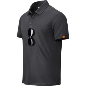 imageMAGCOMSEN Mens Polo Shirts Short Sleeve Athletic Tactical Casual Golf Shirts Dry Fit Moisture Wicking Collared ShirtDark Grey