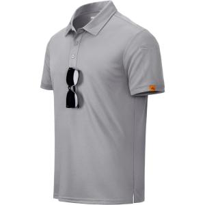 imageMAGCOMSEN Mens Polo Shirts Short Sleeve Athletic Tactical Casual Golf Shirts Dry Fit Moisture Wicking Collared ShirtLight Grey