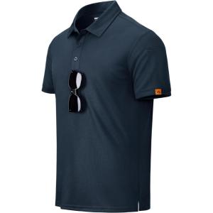 imageMAGCOMSEN Mens Polo Shirts Short Sleeve Athletic Tactical Casual Golf Shirts Dry Fit Moisture Wicking Collared ShirtNavy