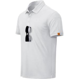 imageMAGCOMSEN Mens Polo Shirts Short Sleeve Athletic Tactical Casual Golf Shirts Dry Fit Moisture Wicking Collared ShirtWhite