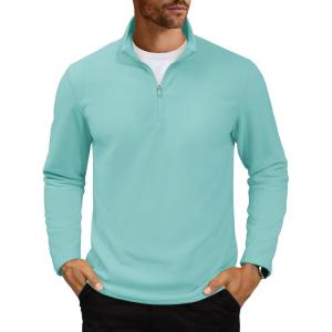 imageMAGCOMSEN Mens Quarter Zip Pullover Polar Fleece Sweatshirt Casual Long Sleeve Shirts for Men Winter Fall ThermalGrey Green