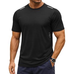 imageMAGCOMSEN Mens Rash Guard Short Sleeve UPF 50 Sun UV Quick Dry Shirts Workout Swim Running Athletic TShirtBlack