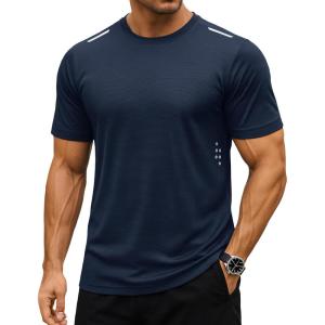 imageMAGCOMSEN Mens Rash Guard Short Sleeve UPF 50 Sun UV Quick Dry Shirts Workout Swim Running Athletic TShirtNavy