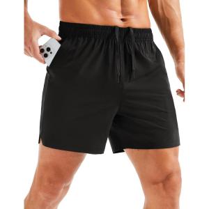 imageMAGCOMSEN Mens Running Shorts 5quot Quick Dry Lightweight Hiking Shorts with Pockets for Workout Athletic Gym01black