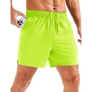 imageMAGCOMSEN Mens Running Shorts 5quot Quick Dry Lightweight Hiking Shorts with Pockets for Workout Athletic Gym02neon Green