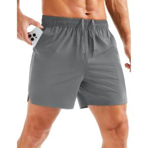 imageMAGCOMSEN Mens Running Shorts 5quot Quick Dry Lightweight Hiking Shorts with Pockets for Workout Athletic Gym04medium Grey