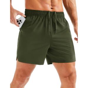 imageMAGCOMSEN Mens Running Shorts 5quot Quick Dry Lightweight Hiking Shorts with Pockets for Workout Athletic Gym05army Green