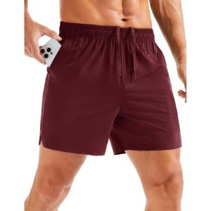 imageMAGCOMSEN Mens Running Shorts 5quot Quick Dry Lightweight Hiking Shorts with Pockets for Workout Athletic Gym07wine Red