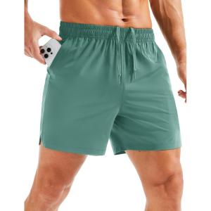 imageMAGCOMSEN Mens Running Shorts 5quot Quick Dry Lightweight Hiking Shorts with Pockets for Workout Athletic Gym08fern Green
