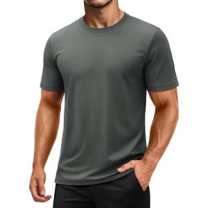 imageMAGCOMSEN Mens Short Sleeve UPF 50 Shirts Quick Dry Athletic Swim Tshirt Running Workout Gym Hiking Fishing Rash GuardDarkgray