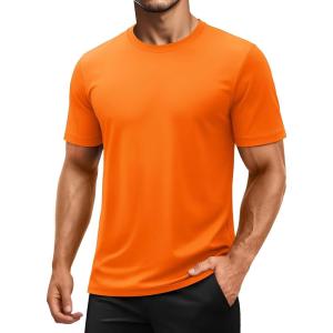 imageMAGCOMSEN Mens Short Sleeve UPF 50 Shirts Quick Dry Athletic Swim Tshirt Running Workout Gym Hiking Fishing Rash GuardFlorange
