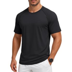 imageMAGCOMSEN Mens Short Sleeve UPF 50 Sun Protection Shirts Quick Dry Athletic TShirt Hiking Running Swimming Rash GuardBlack