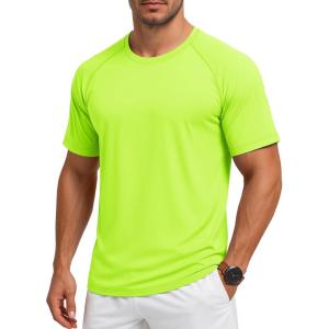 imageMAGCOMSEN Mens Short Sleeve UPF 50 Sun Protection Shirts Quick Dry Athletic TShirt Hiking Running Swimming Rash GuardFl Green