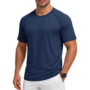 imageMAGCOMSEN Mens Short Sleeve UPF 50 Sun Protection Shirts Quick Dry Athletic TShirt Hiking Running Swimming Rash GuardNavy