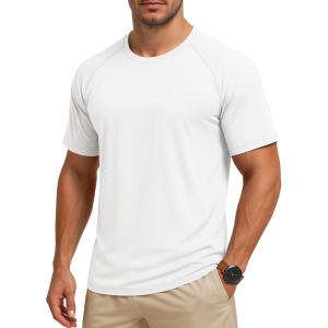imageMAGCOMSEN Mens Short Sleeve UPF 50 Sun Protection Shirts Quick Dry Athletic TShirt Hiking Running Swimming Rash GuardWhite