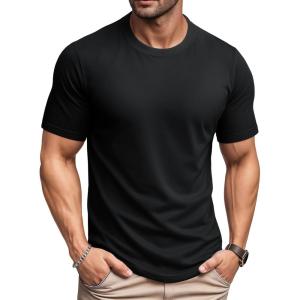 imageMAGCOMSEN Mens TShirts Short Sleeve UPF 80 Sun Protection Lightweight Moisture Wicking Casual Crew Neck Basic TeesBlack