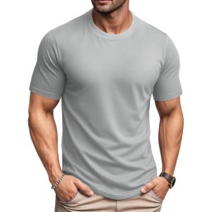 imageMAGCOMSEN Mens TShirts Short Sleeve UPF 80 Sun Protection Lightweight Moisture Wicking Casual Crew Neck Basic TeesLgray