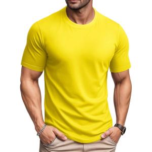 imageMAGCOMSEN Mens TShirts Short Sleeve UPF 80 Sun Protection Lightweight Moisture Wicking Casual Crew Neck Basic TeesYellow