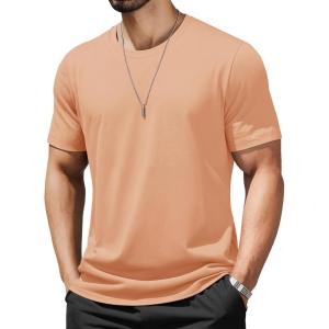 imageMAGCOMSEN Mens TShirts UPF 50 Cooling Short Sleeve Shirts Cotton Lightweight Moisture Wicking Soft Casual Summer TeesApricot
