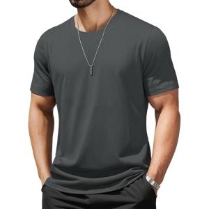 imageMAGCOMSEN Mens TShirts UPF 50 Cooling Short Sleeve Shirts Cotton Lightweight Moisture Wicking Soft Casual Summer TeesDark Grey