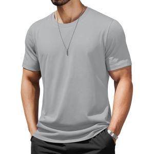 imageMAGCOMSEN Mens TShirts UPF 50 Cooling Short Sleeve Shirts Cotton Lightweight Moisture Wicking Soft Casual Summer TeesLight Grey