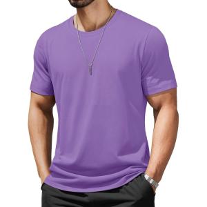 imageMAGCOMSEN Mens TShirts UPF 50 Cooling Short Sleeve Shirts Cotton Lightweight Moisture Wicking Soft Casual Summer TeesLight Purple