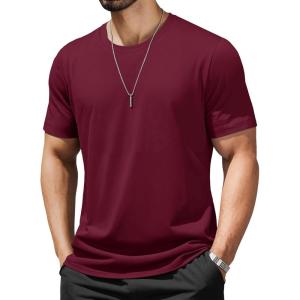 imageMAGCOMSEN Mens TShirts UPF 50 Cooling Short Sleeve Shirts Cotton Lightweight Moisture Wicking Soft Casual Summer TeesWine Red