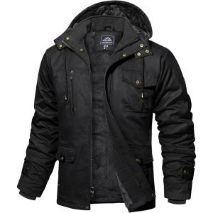 imageMAGCOMSEN Mens Winter Jacket Cotton Fleece Lined Warm Jackets Work Cargo Military Coats with 6 Pockets2 Black