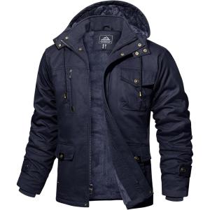 imageMAGCOMSEN Mens Winter Jacket Cotton Fleece Lined Warm Jackets Work Cargo Military Coats with 6 Pockets2 Navy