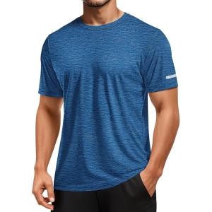 imageMAGCOMSEN Mens Workout Shirts Short Sleeve Tees Quick Dry Moisture Wicking Athletic Gym Running Crewneck TShirtMedium Blue