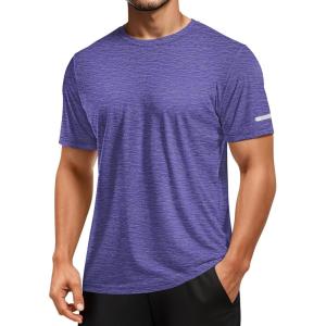 imageMAGCOMSEN Mens Workout Shirts Short Sleeve Tees Quick Dry Moisture Wicking Athletic Gym Running Crewneck TShirtViolet