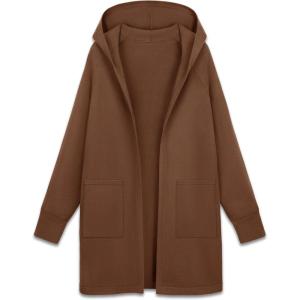 imageMAGCOMSEN Womens Cardigan Open Front Knit Hoodie Sweater Coatigan Jacket 2024 Casual Fall Trendy Coats with PocketsBrown