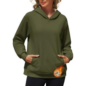 imageMAGCOMSEN Womens Fleece Hoodie Pullover Warm Long Sleeve Shirts Hooded Sweatshirt with Pockets Casual Loose FitArmygreen
