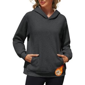 imageMAGCOMSEN Womens Fleece Hoodie Pullover Warm Long Sleeve Shirts Hooded Sweatshirt with Pockets Casual Loose FitGray