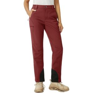 imageMAGCOMSEN Womens Fleece Lined Winter Hiking Pants Waterproof Insulated Ski Snow Pants Outdoor Hunting Softshell PantsDark Orange