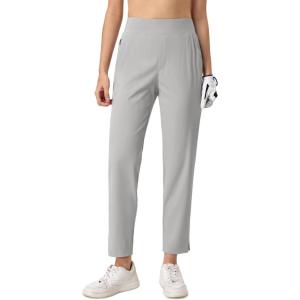 imageMAGCOMSEN Womens Golf Pants UPF 50 High Waisted Stretch 78 Ankle Dress Work Casual Slack Summer Travel Pants 5 PocketsLight Grey