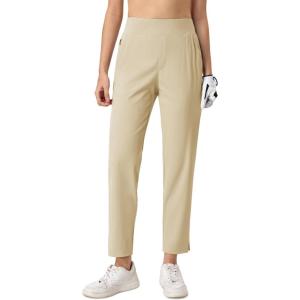 imageMAGCOMSEN Womens Golf Pants UPF 50 High Waisted Stretch 78 Ankle Dress Work Casual Slack Summer Travel Pants 5 PocketsLight Khaki