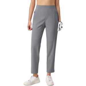 imageMAGCOMSEN Womens Golf Pants UPF 50 High Waisted Stretch 78 Ankle Dress Work Casual Slack Summer Travel Pants 5 PocketsMedium Grey