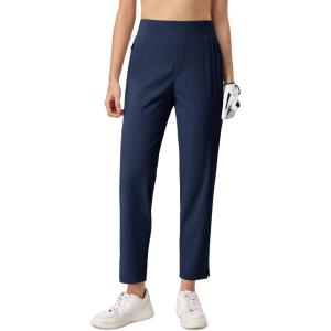 imageMAGCOMSEN Womens Golf Pants UPF 50 High Waisted Stretch 78 Ankle Dress Work Casual Slack Summer Travel Pants 5 PocketsNavy Blue