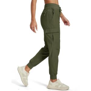 imageMAGCOMSEN Womens Hiking Cargo Pants Quick Dry Lightweight Joggers Water Resistant UPF 50 Workout Gym Army Green XL