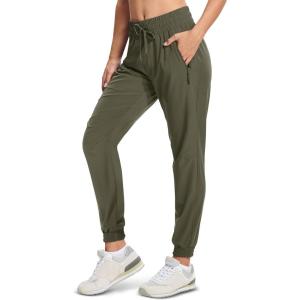 imageMAGCOMSEN Womens Hiking Pants Lightweight Quick Dry Athletic Running Joggers with Pockets Outdoor Travel SweatpantsArmy Green
