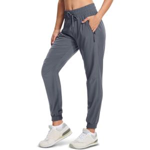 imageMAGCOMSEN Womens Hiking Pants Lightweight Quick Dry Athletic Running Joggers with Pockets Outdoor Travel SweatpantsDark Grey